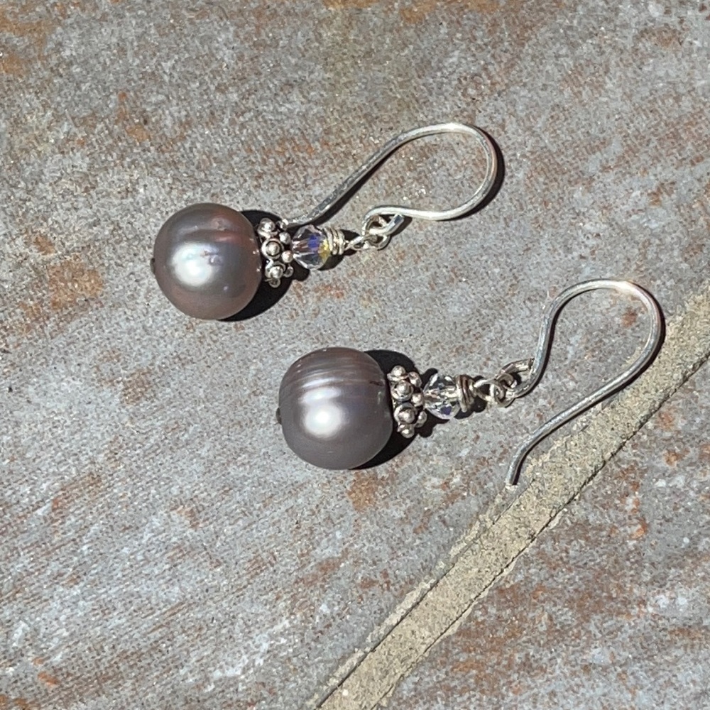 Beautiful Baroque Pearl earrings  & SS